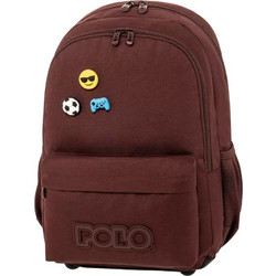 Polo Pins Σχολική Τσάντα Πλάτης Δημοτικού Μπορντό 901059-3400