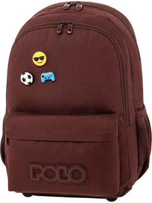 Polo Pins Σχολική Τσάντα Πλάτης Δημοτικού Μπορντό 901059-3400