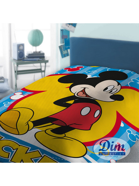 Dimcol Παιδική Κουβέρτα Πικέ Βαμβακερή Mickey 565 160x240 Μπλε