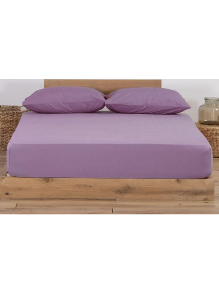 Nef-Nef Σεντόνι Διπλό Βαμβακερό με Λάστιχο 140x200+30 Jersey Amethyst