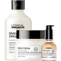 L'Oreal Professionnel Serie Expert Metal Detox Σετ Περιποίησης Μαλλιών Λάδι 50ml + Μάσκα 250ml + Σαμπουάν 300ml