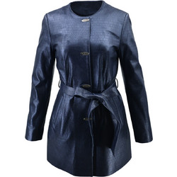 Leather 100 Γυναικείο Ημίπαλτο Δερμάτινο Navy Μπλε 07-W-1415