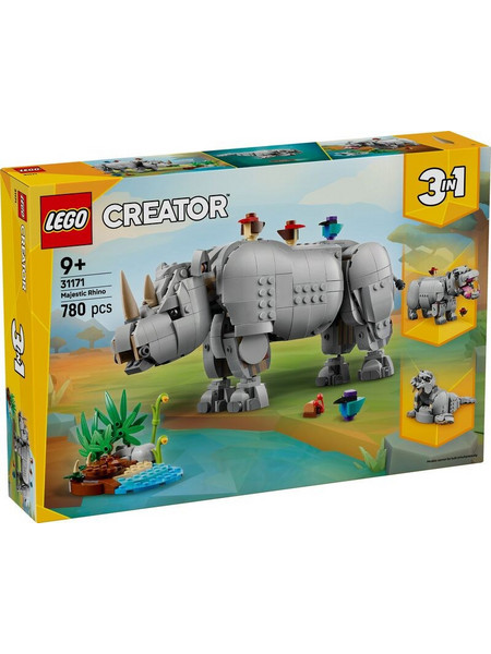 Lego Creator 3-in-1 Wild Animals Majestic Rhino with Birds για 9+ Ετών 31171