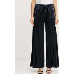 Silvian Heach Ψηλόμεσο Σατέν Γυναικείο Παντελόνι Jogger Relaxed Εφαρμογή με Λάστιχο Navy Μπλε GPA25161PA