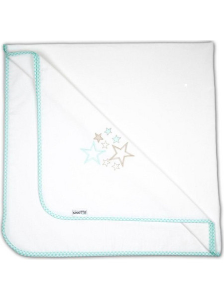Ninetta Bebe 502 Stars Πάνα Αγκαλιάς Πικέ Λευκή Τιρκουάζ 90x90cm