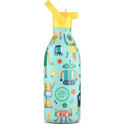 Cool Bottles Short Circuit Παιδικό Παγούρι Θερμός Ανοξείδωτο BPA Free με Καλαμάκι Πολύχρωμο 500ml