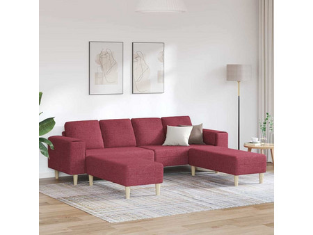 vidaXL Καναπές σε σχήμα Π Μπορντό 250x188x76cm 3335115