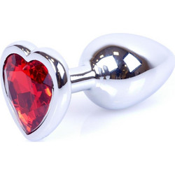 Kinksters Jewellery Butt Plug Heart Small Πρωκτική Σφήνα Diamond Plug Κόκκινη Ασημί