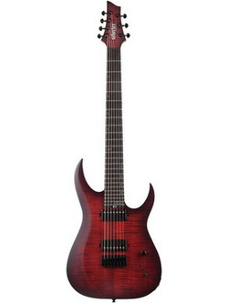 Schecter Sunset Triad Ηλεκτρική Κιθάρα ST Style με Μαγνήτες HS & Ταστιέρα Ebony 7 Χορδών Scarlet Burst