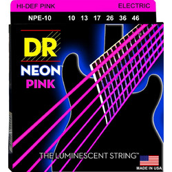 DR Strings Neon Pink NPE-10 Σετ 6 Χορδές Ηλεκτρικής Κιθάρας Nickel Plated Steel 10-46" Medium Tension