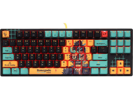 Bloody Renegade AT87 Μηχανικό Gaming Πληκτρολόγιο TenKeyLess με Alpha Optical Διακόπτες RGB Black Orange