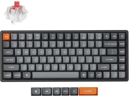 Keychron K2 Max QMK Aluminum Ασύρματο Μηχανικό Gaming Πληκτρολόγιο TenKeyLess με Keychron Super Red Διακόπτες RGB Black