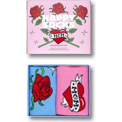 Happy Socks Mother's Day Βαμβακερές Γυναικείες Κάλτσες Γαλάζιες Ροζ με Σχέδια 2Pack P004098