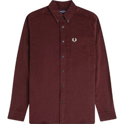 Fred Perry Ανδρικό Πουκάμισο Κοτλέ Μακρυμάνικο Κανονική Γραμμή Μπορντό M1737-597