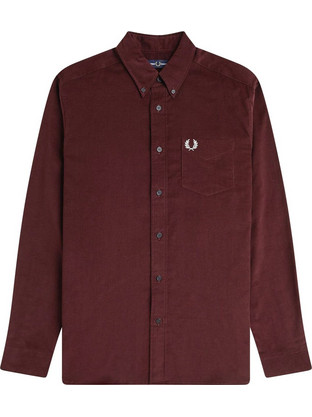 Fred Perry Ανδρικό Πουκάμισο Κοτλέ Μακρυμάνικο Κανονική Γραμμή Μπορντό M1737-597