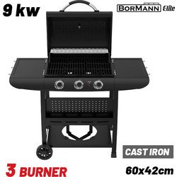 Bormann BBQ6030 Φορητή Ψησταριά Υγραερίου με 3 Εστίες 3kW Επιφάνειας 60x42cm BBQ6030