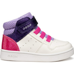 Geox Παιδικά Sneakers Μποτάκια Λευκά Λιλά Μωβ Φούξια B465MA0BCBNC1030