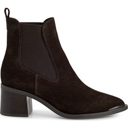 Tamaris Γυναικεία Μποτάκια Chelsea Suede Σοκολατί με Χοντρό Χαμηλό Τακούνι 1-25301-45-304
