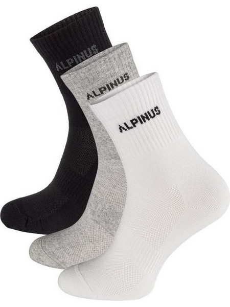 Alpinus Alpamayo Ανδρικές Κάλτσες Ψηλές Μαύρες Λευκές Γκρι 3Pack FL43776
