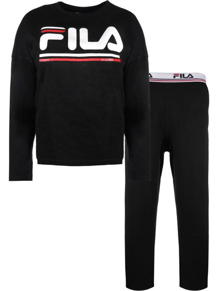 Fila Σετ Γυναικείες Πιτζάμες Χειμωνιάτικες Βαμβακερές Μαύρες FPW4105-200