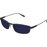 Balenciaga BB0451S 002 Γυναικεία Γυαλιά Ηλίου Ορθογώνια Μεταλλικά Μαύρα με Μπλε Φακό