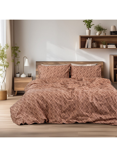 Beauty Home Σετ Σεντόνια Μονά Φανελένια 170x260 Frida Art 12336 Κεραμιδί