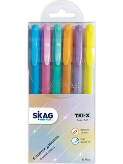 Skag Tri-X Σετ Στυλό Διαρκείας 1mm Πολύχρωμο 6τμχ 301886