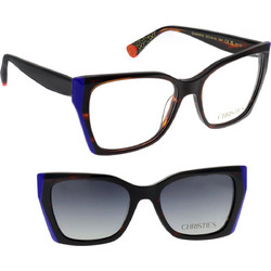 Christies GLAMOUR CJ801 Γυναικείος Σκελετός Γυαλιών Οράσεως με Clip-On Κοκάλινος Καφέ