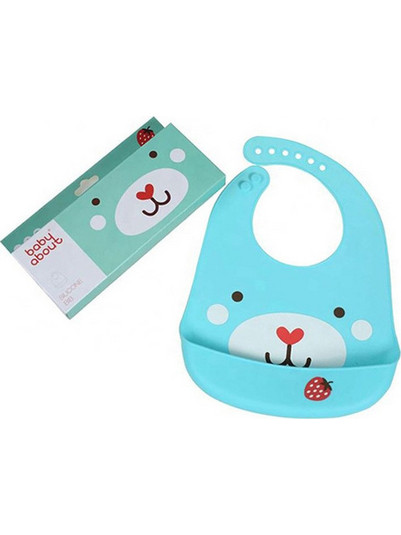 Babywise Cute Animals Dog Αδιάβροχη Σαλιάρα Σιλικόνης με Κουμπί & Τσέπη 6m+ Γαλάζια