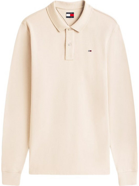Tommy Jeans Ανδρική Μπλούζα Polo Μακρυμάνικη Μπεζ DM0DM20232-ABY