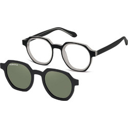 Sunoptic TRC-30A249 Ανδρικός Σκελετός Γυαλιών Οράσεως με Clip-On Κοκάλινος Μαύρος