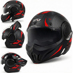 Faseed SPD 707 Reverse Black Red Κράνος Μηχανής Crossover / Modular 1750gr