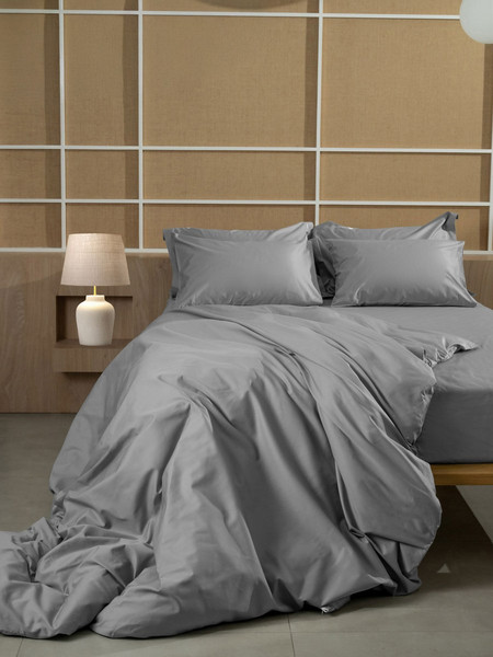 Sunshine Home Σεντόνι King Size Βαμβακοσατέν με Λάστιχο 180x200+40 Omnia Grey