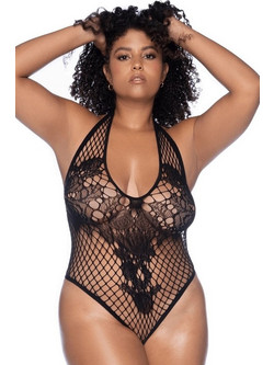 Mapale Sexy Κορμάκι String Διχτυωτό Μαύρο MAL1115XBLK