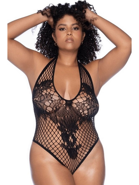 Mapale Sexy Κορμάκι String Διχτυωτό Μαύρο MAL1115XBLK