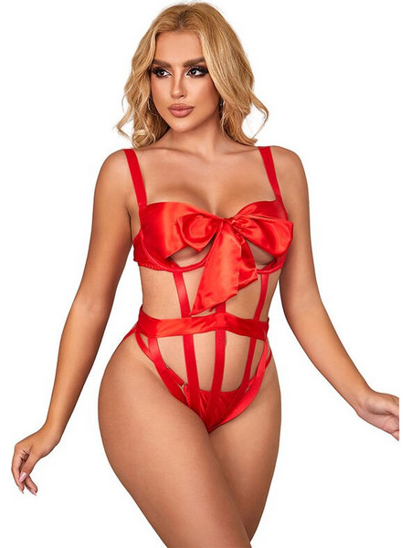 Subblime Sexy Κορμάκι String Σατέν Κόκκινο D-242225