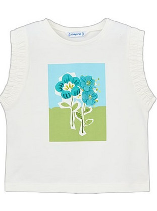 Mayoral Παιδικό T-Shirt Κοντομάνικο Λευκό Τιρκουάζ Lime 26-03023-039