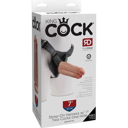 Pipedream King Cock Two Harness Strap On με Διπλό Dildo 17.8cm Flesh