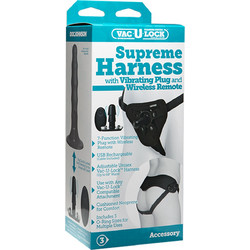 Doc Johnson Vac-U-Lock Supreme Harness Strap On με Dildo 7.6cm & Δόνηση Μαύρο