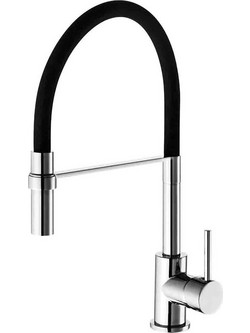 Sanitec Flex Μπαταρία Κουζίνας Πάγκου Διπλής Παροχής Ανάμεικτη με Εύκαμπτο Ρουξούνι Inox