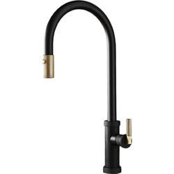 Armando Vicario Urban 214-400702-400201 Μπαταρία Κουζίνας Πάγκου Διπλής Παροχής Ανάμεικτη με Ντουζ Μαύρη