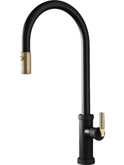 Armando Vicario Urban 214-400702-400201 Μπαταρία Κουζίνας Πάγκου Διπλής Παροχής Ανάμεικτη με Ντουζ Μαύρη