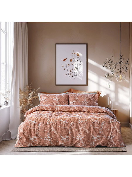 Beauty Home Σετ Πάπλωμα Υπέρδιπλο 220x240 Glory Art 12376 Κεραμιδί