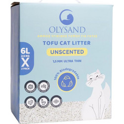 Olysand Tofu Natural Φυτική Άμμος Γάτας Tofu χωρίς Άρωμα 2x6lt