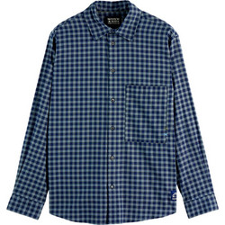 Scotch & Soda Ανδρικό Πουκάμισο Βαμβακερό Καρό Μακρυμάνικο Κανονική Γραμμή Πετρόλ 181242-401