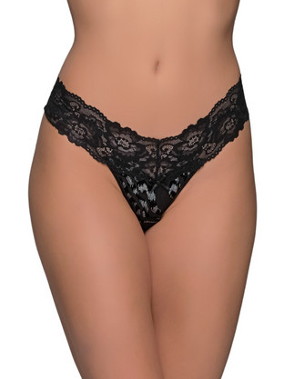 Milena By Paris Γυναικείο Sexy String με Δαντέλα Μαύρο Ασημί 7730