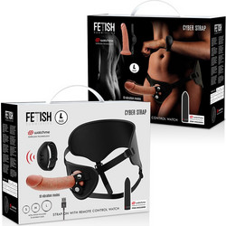 Fetish Submissive Cyber Harness Strap On με Dildo 22.5cm & Δόνηση Flesh D-229274