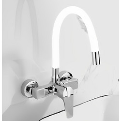 Bonken HT-1794 Μπαταρία Κουζίνας Τοίχου Διπλής Παροχής Σπαστή Ανάμεικτη με Εύκαμπτο Ρουξούνι Λευκή