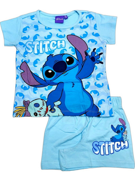 Disney Lilo & Stitch Παιδική Πιτζάμα Βαμβακερή Καλοκαιρινή Γαλάζια LIL36-0745