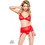 Demoniq Odette Σετ Sexy Εσώρουχα See Through με Δαντέλα & Ζαρτιέρες Κόκκινα 5902188729405